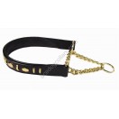 Comfy Half Check Leather Dog Collar : fits up to 22" . Leather is 15" (Width 1")